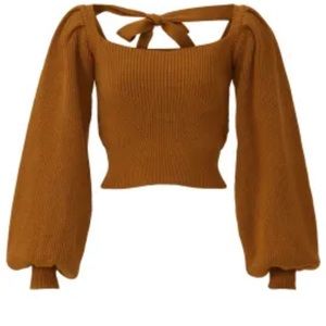 Minkpink ribbed sweater in brown cropped